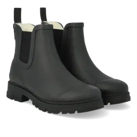 Angulus vatnsheldir regnskór úr gúmmíi ullarfóðraðir Svartir