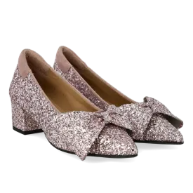 Angulus glimmer hælaskór m slaufu Blossom glitter bleikir