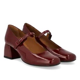 Angulus hælaskór leðurlakk m bandi breiður hæll Berry rauðir