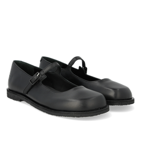 Angulus lágbotna leðurskór breiðir m ristarbandi hrágúmmísóli Svartir