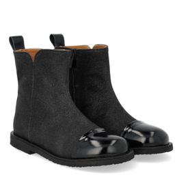 Angulus ökklaskór úr leðri og lakki hrágúmmísóli Svartir glans