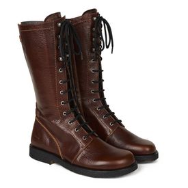 Angulus há reimuð leðurstígvél m rennilás breið Cognac brún