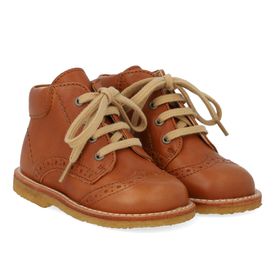 Angulus fyrstu skór úr leðri reimaðir m saum Veg Cognac 