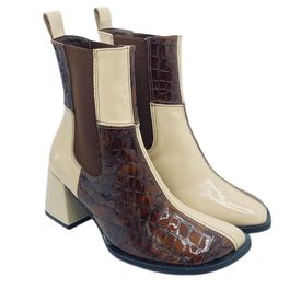 Art Verona ökklastígvél úr leðri ská þvertá Brún Croco glans