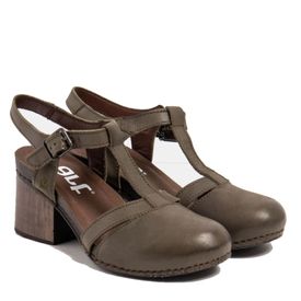 Art I Wish leður hælaskór t band Kaki grænir