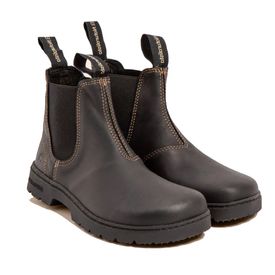 El Nat Nomad Minimalist leður ökklaskór með teygju Svartir