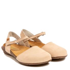 El Naturalista Waka leðursandalar lokuð tá Cream ljósir