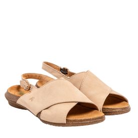 El Nat Waka sandalar krossband burstað leður Cream ljósir
