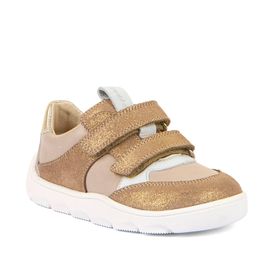 Froddo Barefoot Zeru strigaskór úr leðri og rúskinni franskur lás Beige gylltir