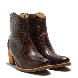 Neosens ökklastígvél úr leðri tréhæll Brúnir Croco