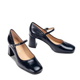 Unisa Midow leðurlakkskór með bandi Svartir