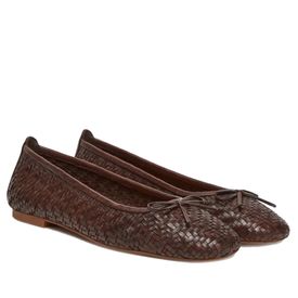 Unisa Bienza ballerínur fléttaðar Dökkbrúnr