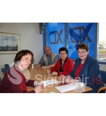 Á kosningaskrifstofu Sjálfstæðisflokksins.