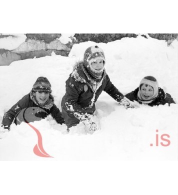 Leikið í snjónum.